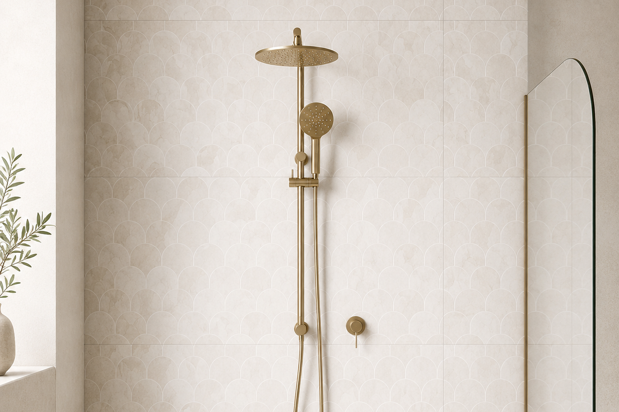 Aurelia Brushed Champagne Gold Rain Shower System - 8593AF