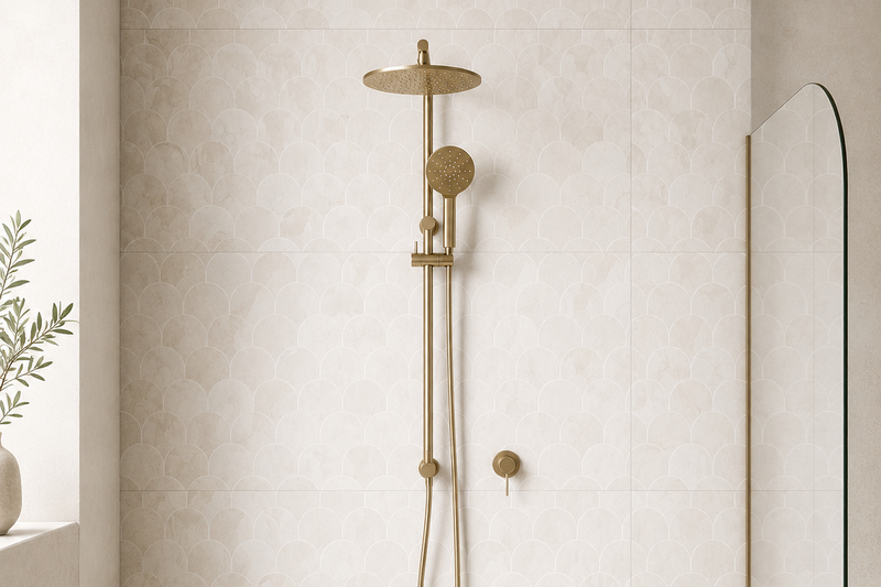 Aurelia Brushed Champagne Gold Rain Shower System - 8593AF