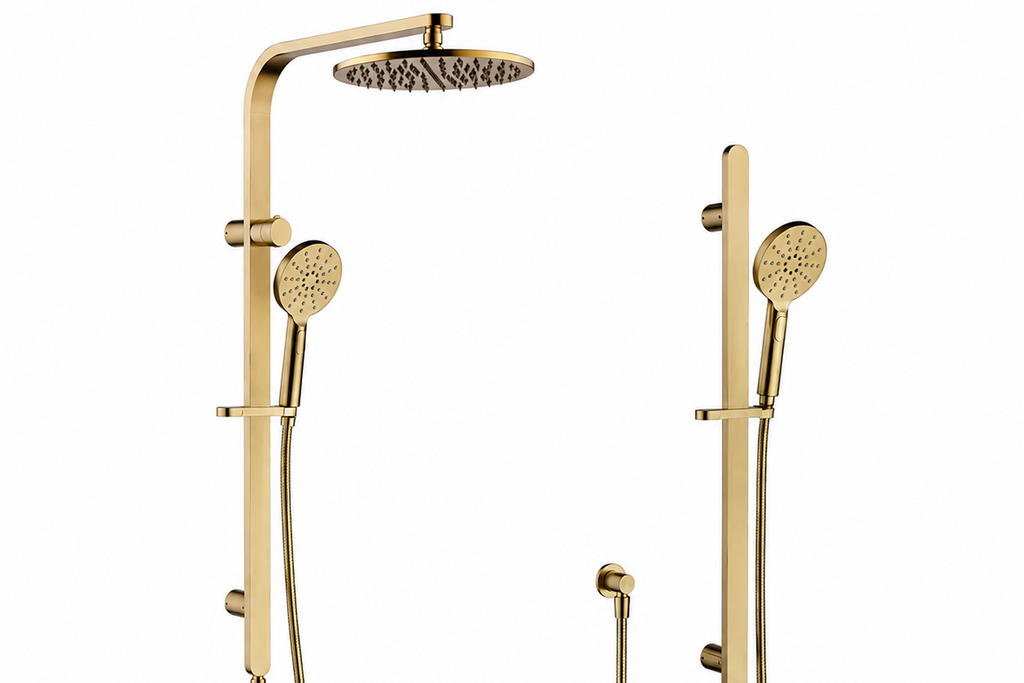Aurelia Brushed Champagne Gold Rain Shower System - 8593AF