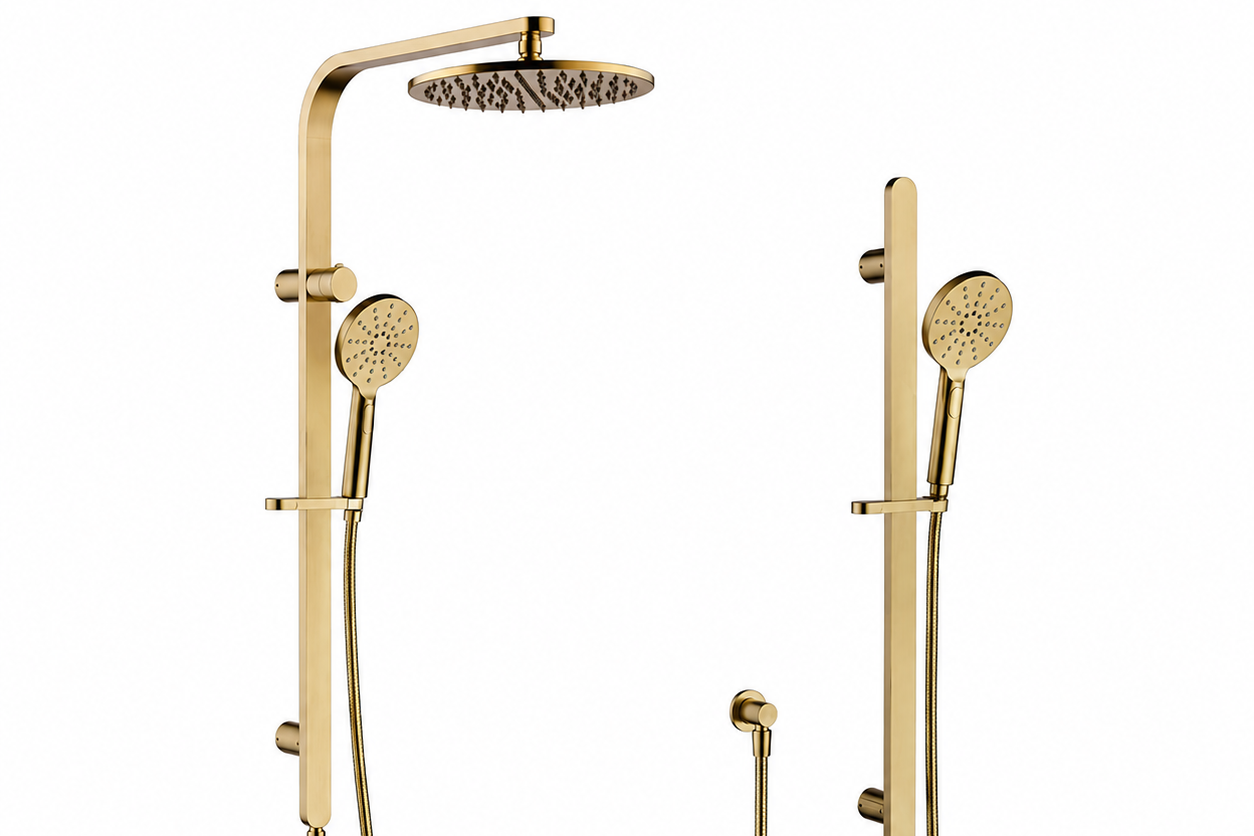 Aurelia Brushed Champagne Gold Rain Shower System - 8593AF