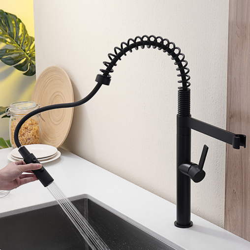 Commercial-Style Pull-Down Kitchen Mixer Tap - 55535C/G/M/RG